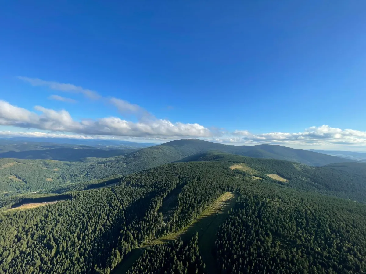 Panorama Kotliny Kłodzkiej z lotu balonu Agrobalon